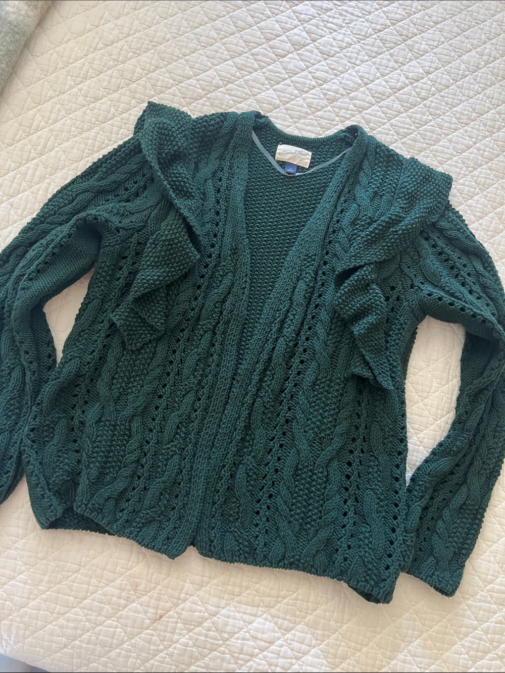 Universal Thread Green Ruffle Cardigan Sweater Size Small
